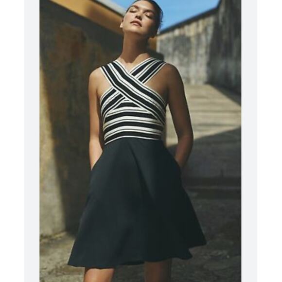 Maeve Anthropologie Black & White Dress Size 2 Petite - Picture 1 of 8